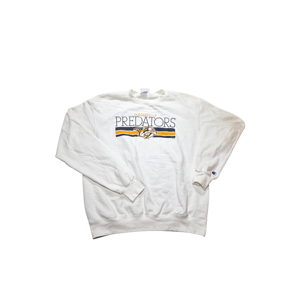 Champion Nashville Predators NHL Crewneck Sweatshirt White Mens Large L Fan Gear